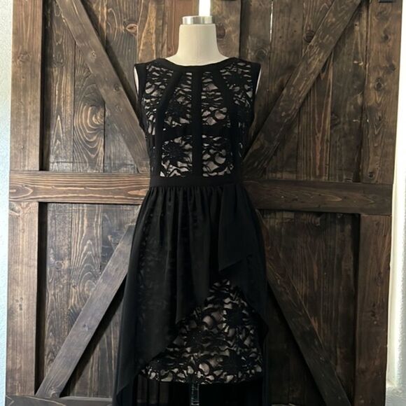 Morgan & Co black formal mini lace dress Sz- 5/6 - Picture 4 of 16